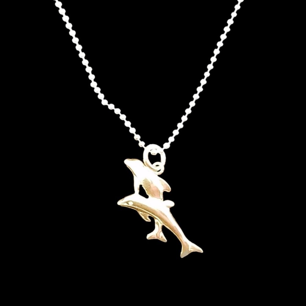 Anklet 925 Sterling Silver Chain and Dolphins Charm